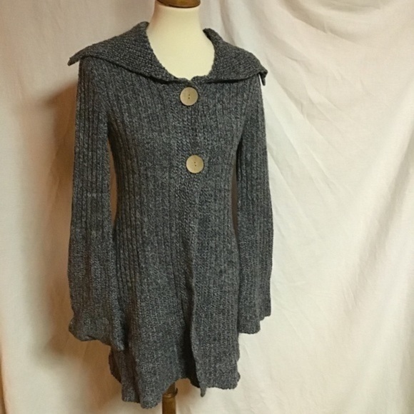 Vtg Gray Y2K hippie boho bell sleeve sweater - Picture 9 of 15